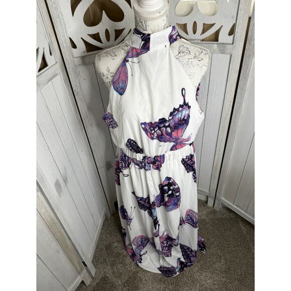 New York & Company Dresses & Skirts - New! New York & Company Multi Color Butterfly Dress White Purple Size XL